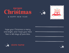 Christmas and New Year Greeting with Illustration of Twigs on Blue