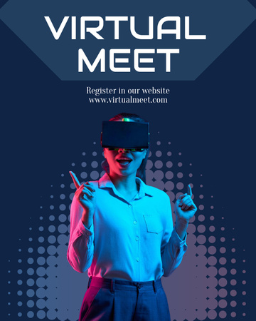 Meeting Announcement with Woman in Virtual Reality Glasses Poster 16x20in – шаблон для дизайну