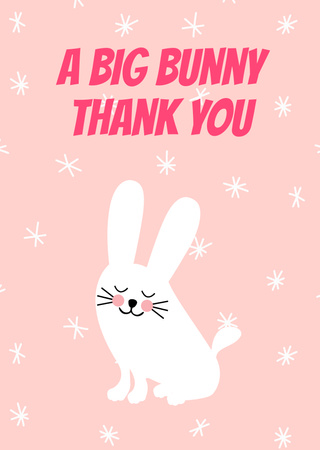 Cute Bunny with Thankful Phrase Postcard A6 Vertical Tasarım Şablonu