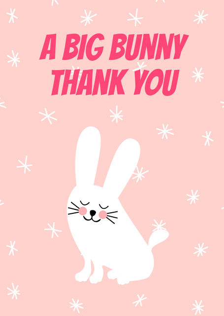 Cute Bunny with Thankful Phrase Postcard A6 Vertical Šablona návrhu