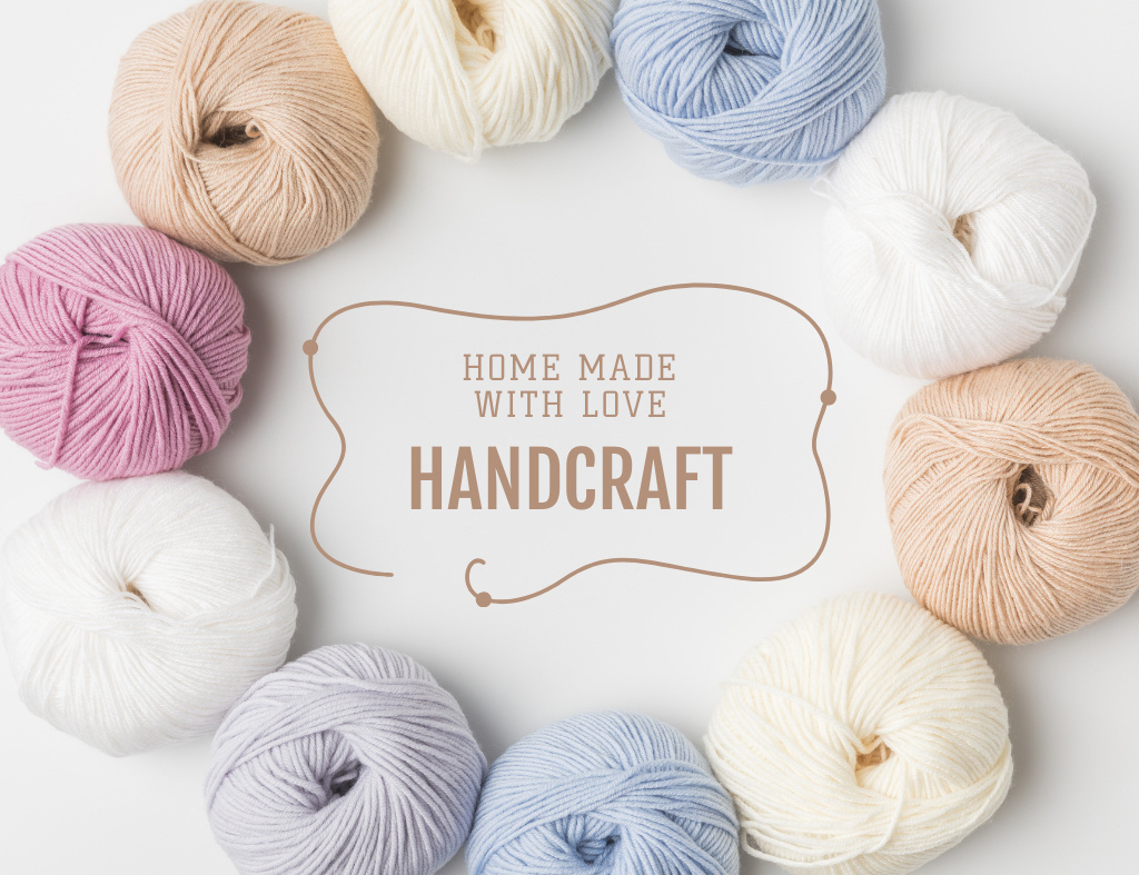 Handmade Knitted Items Thank You Card 5.5x4in Horizontal Šablona návrhu