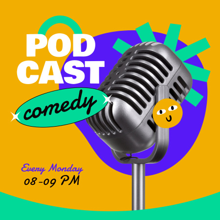 Template di design Annuncio dell'episodio di uno spettacolo comico Podcast Cover
