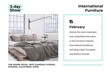 Furniture Show Bedroom in Grey Color Flyer 5.5x8.5in Horizontal Design Template