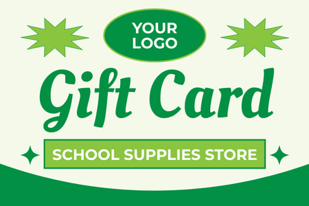 Gift Card for School Items on Green Gift Certificate Design Template