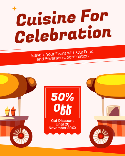 Discount on Organizing Events with Street Food Instagram Post Vertical Modelo de Design