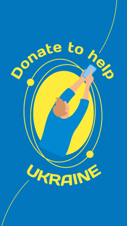 Donate to Help Ukraine on Blue and Yellow Instagram Story Design Template