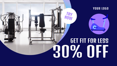 Well-equipped Gym With Discount Offer For Workouts Full HD video Design Template