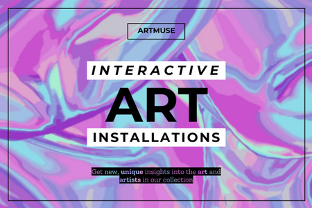 Interactive Art Installations Ad on Surreal Pattern Flyer 4x6in Horizontal Design Template