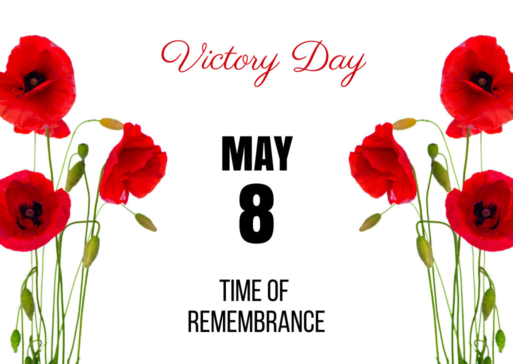 Victory Day Time of Remembrance Postcard Design Template