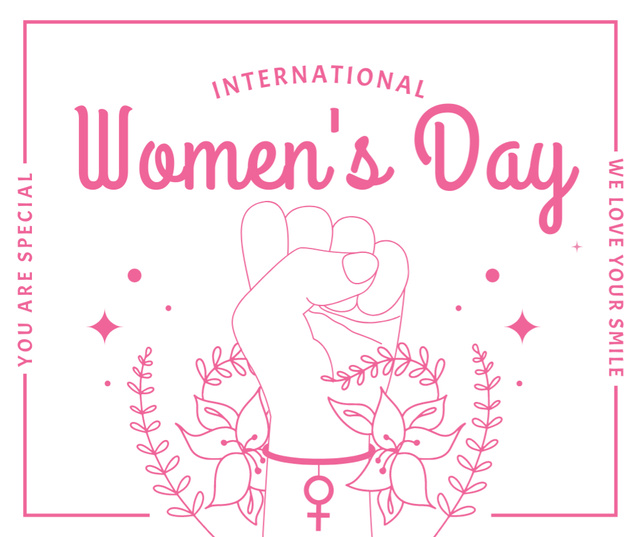 Designvorlage Women's Day with Illustration of Female Fist für Facebook