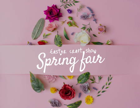 Easter Spring Fair Announcement on Floral Background Flyer 8.5x11in Horizontal Design Template