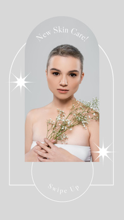 Designvorlage Wirksames Hautpflegeproduktangebot mit Blumenzweigen für Instagram Story