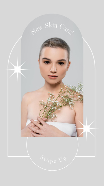 Ontwerpsjabloon van Instagram Story van Effective Skincare Products Offer with Florals Twigs