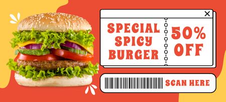 Platilla de diseño Special Spicy Burgers Discount Coupon 3.75x8.25in