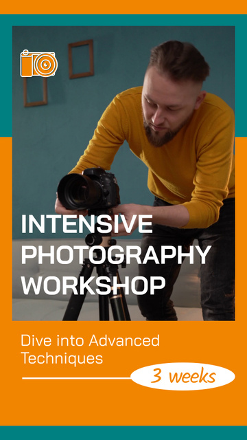 Designvorlage Intensive Photography Workshop For Advanced Level für TikTok Video
