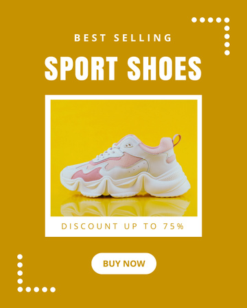 Discount Offer on Sport Shoes Instagram Post Vertical tervezősablon