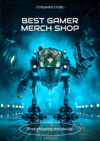 Gaming Merch Shop Ad Poster Design Template