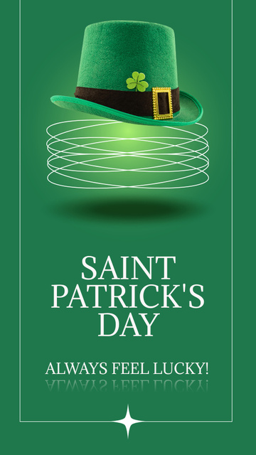 Holiday Luck Wishes for St. Patrick's Day And Leprechaun Hat Instagram Story Πρότυπο σχεδίασης