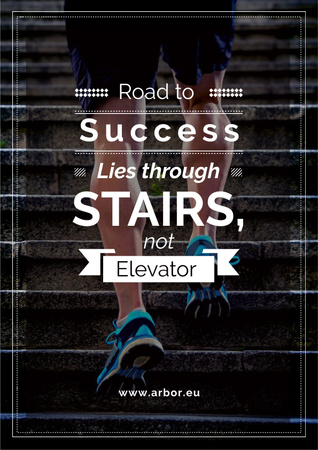 Plantilla de diseño de Man running upstairs with Motivational Quote Poster 