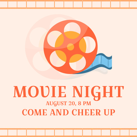 Movie Night Announcement with Movie Reel Instagram tervezősablon