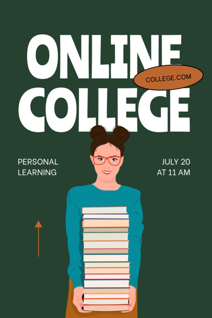 Online College Announcement with Personal Learning Flyer 4x6in Modelo de Design