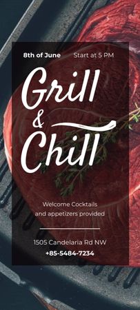 Grill and Chill Party Invitation 9.5x21cm Design Template