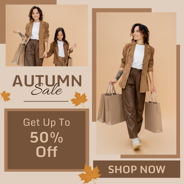Plantilla de diseño de Autumn Looks Sale for Mother and Daughter Animated Post 