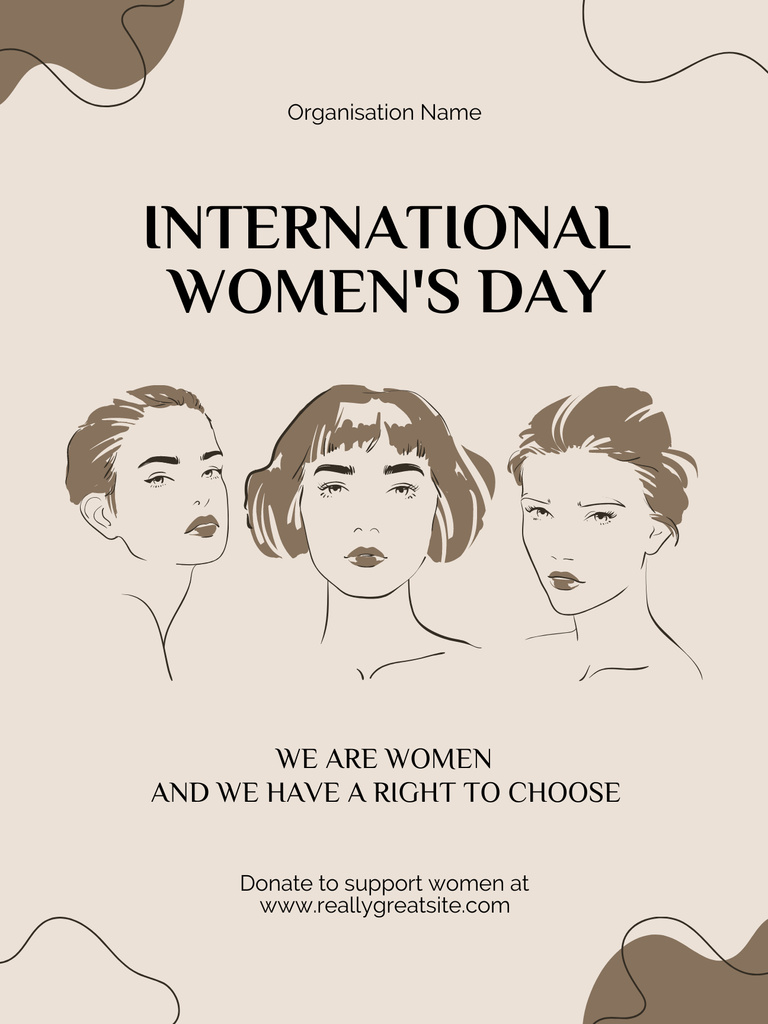 Sketches of Women on International Women's Day Poster USデザインテンプレート