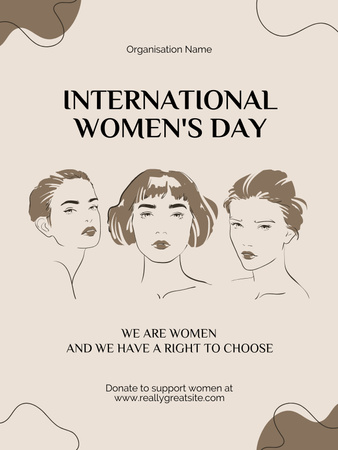 Sketches of Women on International Women's Day Poster US Design Template