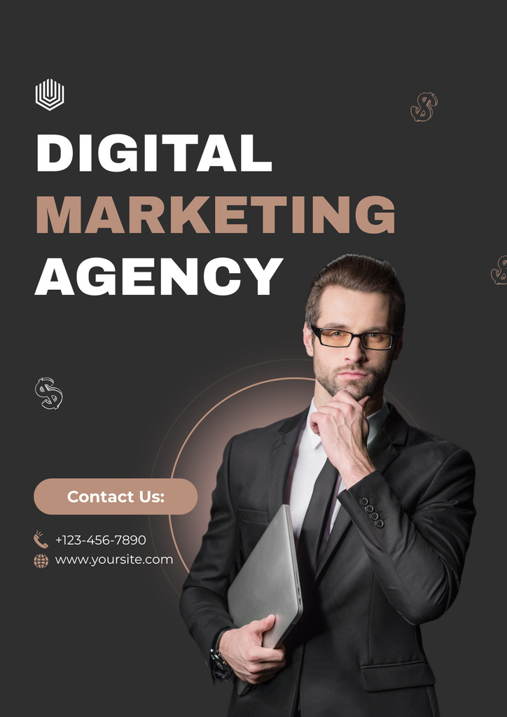 Qualified Digital Marketing Consultancy Firm Services Poster Modelo de Design
