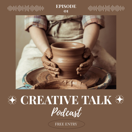 Kreatív podcast-epizód Pottery Crafttal Podcast Cover tervezősablon