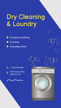 Dry Cleaning And Laundry Offer With Bubbles Instagram Video Story Πρότυπο σχεδίασης