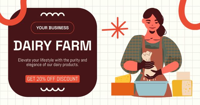 Template di design Cheese and Other Dairy Products Sale Facebook AD