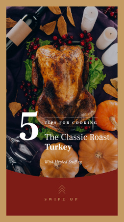 Gourmet Roasted Turkey Cooking Description on Thanksgiving Instagram Story Design Template
