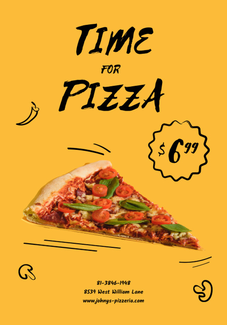 Restaurant Offer with Slice of Pizza Poster 28x40in Design Template