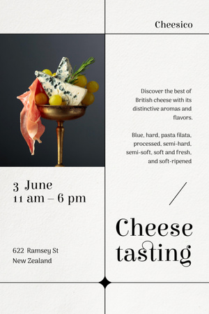 Cheese Tasting Announcement Invitation 6x9in Design Template