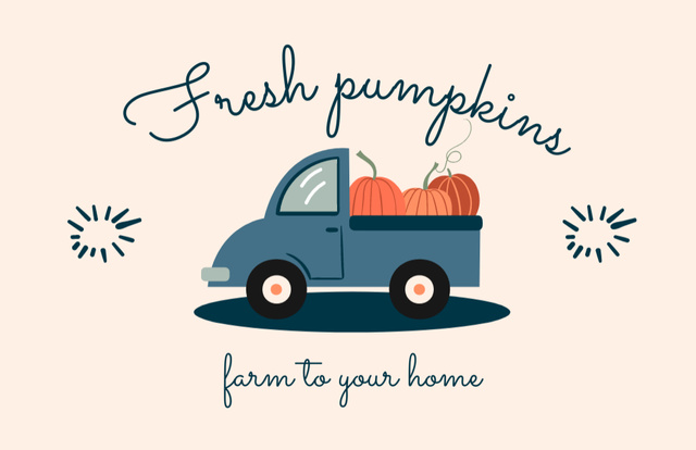 Modèle de visuel Seasonal Farm Pumpkins Delivery - Business Card 85x55mm