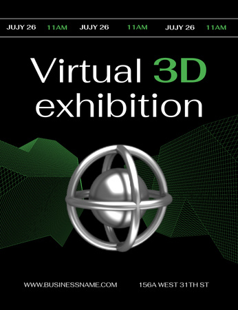 Virtual Exhibition Announcement on Black Invitation 13.9x10.7cm Design Template