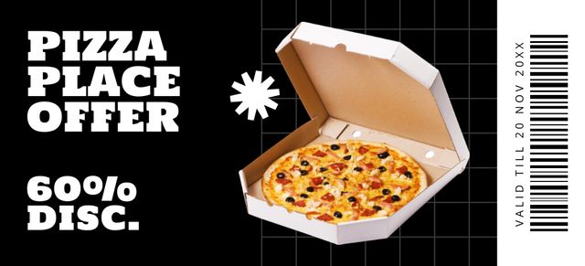 Discount Offer at Pizza Place Coupon 3.75x8.25inデザインテンプレート