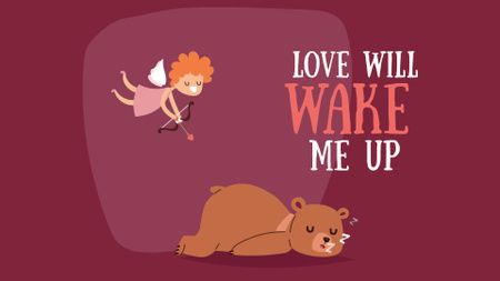 Valentine's Day Cupid shooting arrow in sleeping Bear Full HD video Design Template