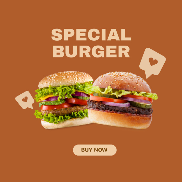 Tasteful Burgers Offer In Orange Instagram Design Template