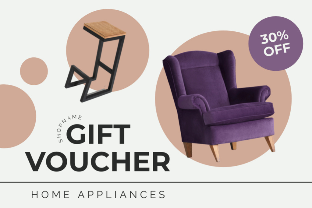 Offer Discounts on Stylish Furniture Gift Certificate Tasarım Şablonu