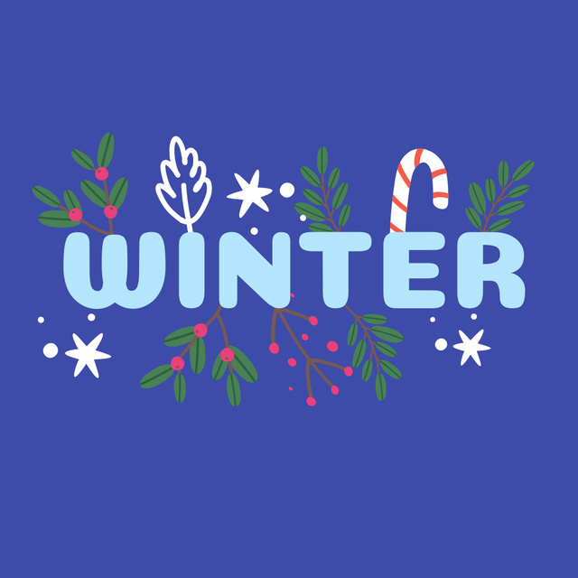 Bright Winter Inspiration With Illustrated Twigs Instagram Design Template