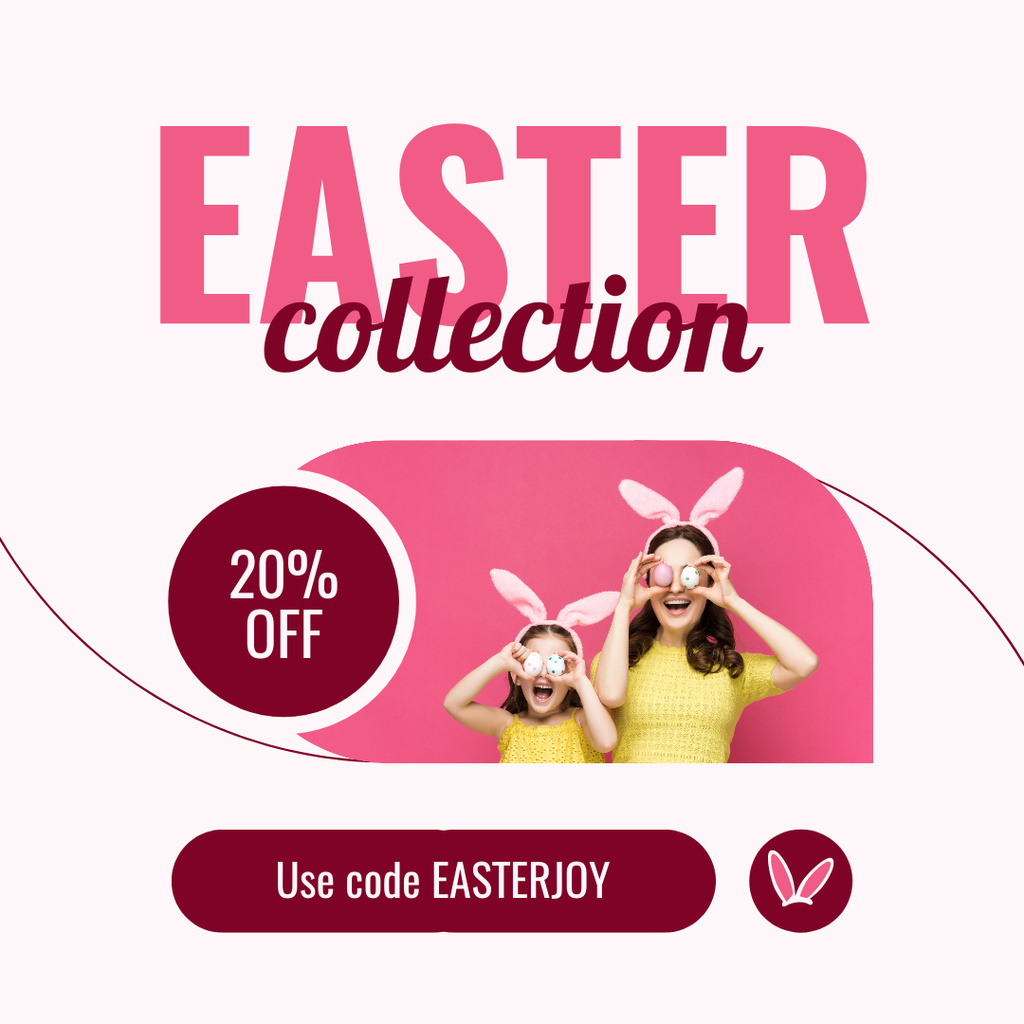 Easter Collection Promo with Cute Family in Bunny Ears Instagram tervezősablon