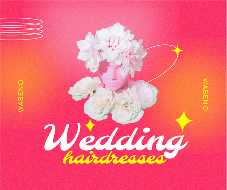 Wedding Hairdressing Offer with Funny Floral Statue Facebook Šablona návrhu