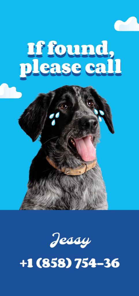 Announcement of Missing Cute Dog Flyer DIN Large – шаблон для дизайна