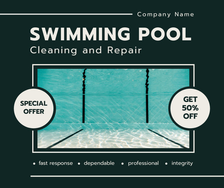 Ontwerpsjabloon van Facebook van Special Offer Discounts on Professional Pool Cleaning and Repair