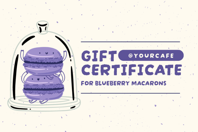 Ontwerpsjabloon van Gift Certificate van Gift Voucher Offer for Blueberry Macaroons