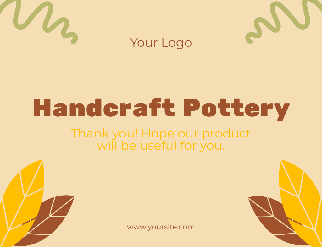 Pottery Handcraft Store's Thanks Thank You Card 5.5x4in Horizontal – шаблон для дизайну