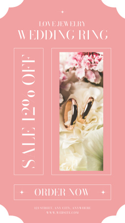 Plantilla de diseño de Anillos de boda de venta promocional en rosa Instagram Story 